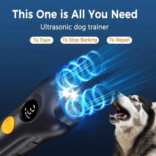 Alt view image 4 of 7 - 50 Ft Range Ultrasonic No Bark Training Humane Barking Deterrent Device with 2X Ultrasonic Emitters,Black