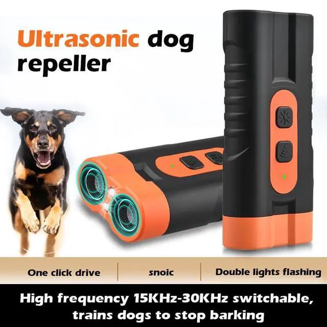 Alt view image 4 of 7 - Dog Bark Deterrent Device Rechargeable,Anti Bark Tool for Dogs,Ultrasonic Dual Emitter 50ft Safe Correction Tools to Control Dog's Bark 25KHz,Trainer Barking Silencer Indoor&Outdoor with Flashlight