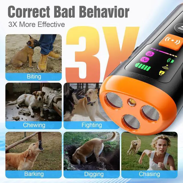 Alt view image 3 of 7 - Dog Bark Deterrent Devices, 3X Anti Barking Device for Dogs Ultrasonic Dog Training, Up to 50FT Bark Control Dog Barking Silencer, Correct Bad Behavior Indoor Outdoor Portable Dog Barking Stopper