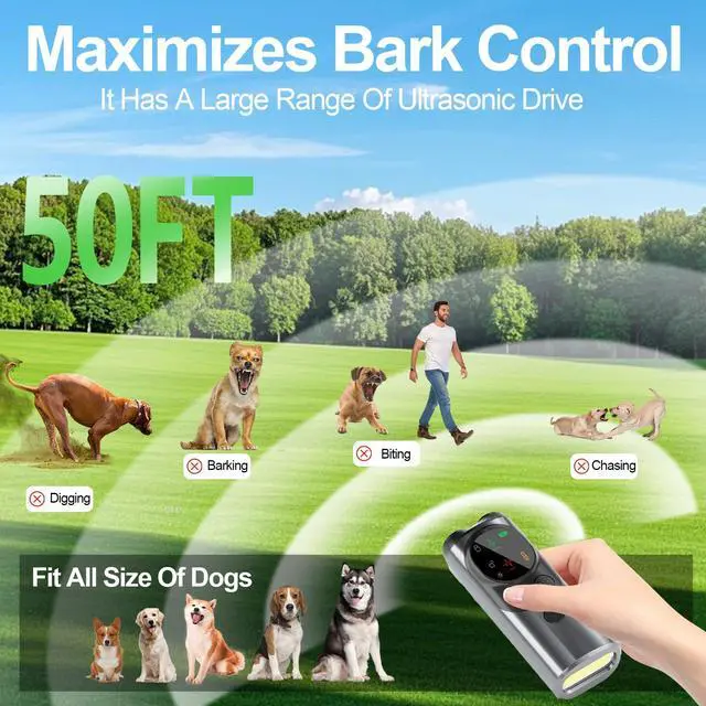 Alt view image 5 of 7 - Dog Sonic Bark Deterrents Devices for Own or Neighbor's Dog, 3X Ultrasonic anti barking device for dogs Bark Deterrent Safe & Effective Stop Dog Barking Device with LED Flashlight Dogs Training Tools