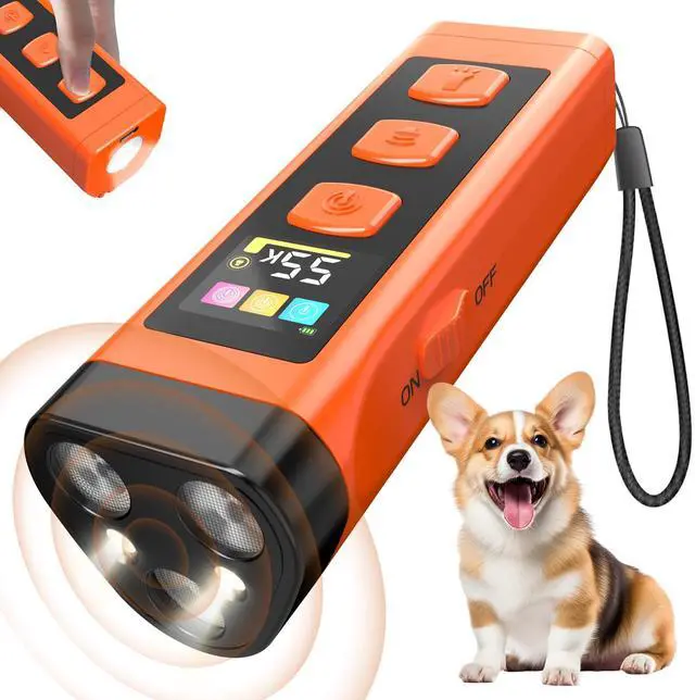 Main image of Dog Bark Deterrent Device, 3X Ultrasonic Dog Trainer, Anti Barking Device with 65FT Range, Humane Bark Control for Dogs, 3 Training Modes, Works Indoors & Outdoors