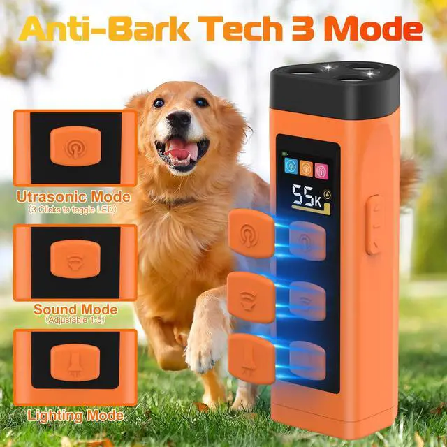 Alt view image 2 of 7 - Dog Bark Deterrent Device, 3X Ultrasonic Dog Trainer, Anti Barking Device with 65FT Range, Humane Bark Control for Dogs, 3 Training Modes, Works Indoors & Outdoors