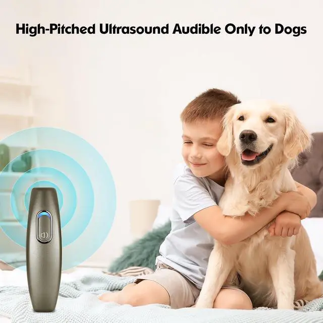 Alt view image 4 of 6 - Ultrasonic Dog Barking Deterrent, 2 in 1 Dog Training and Bark Control Device, Anti-Barking Device, Dog Silencer, Ultrasonic Dog Whistle, Indoor&Outdoor, up to 16.4 Ft Large Control Range(Brown)