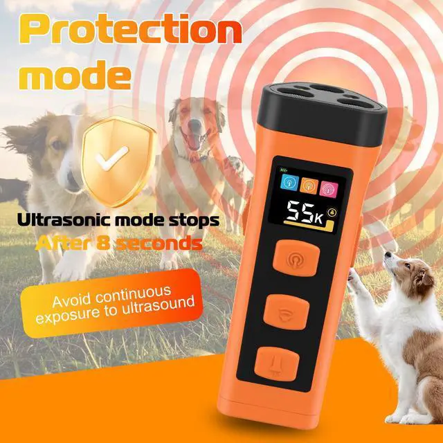 Alt view image 4 of 7 - Dog Bark Deterrent Device, 3X Ultrasonic Dog Trainer, Anti Barking Device with 65FT Range, Humane Bark Control for Dogs, 3 Training Modes, Works Indoors & Outdoors