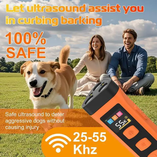 Alt view image 6 of 7 - Dog Bark Deterrent Device, 3X Ultrasonic Dog Trainer, Anti Barking Device with 65FT Range, Humane Bark Control for Dogs, 3 Training Modes, Works Indoors & Outdoors