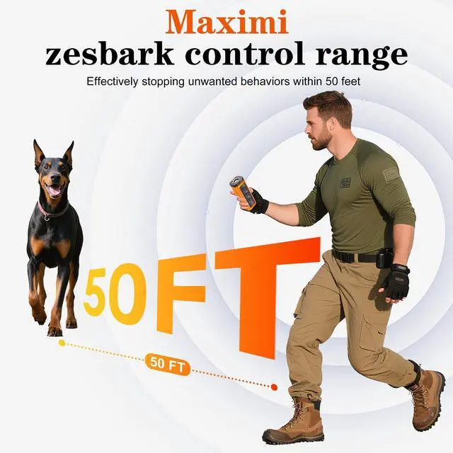 Alt view image 2 of 7 - Dog Bark Deterrent Devices Rechargeable Anti-Barking Device for Dogs 50ft Long Range Ultrasonic Correct Your Dog's Bad Behavior at the Push of aButton Better Than Shock Collars or Dog Training Collars