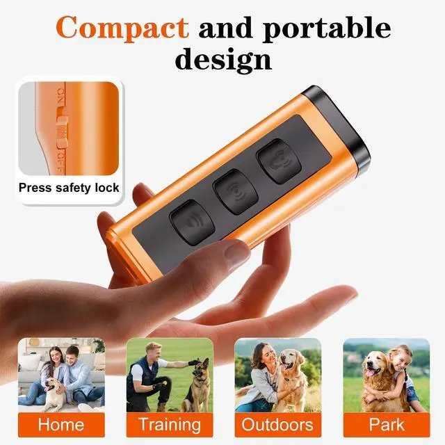 Alt view image 4 of 7 - Dog Bark Deterrent Devices Rechargeable Anti-Barking Device for Dogs 50ft Long Range Ultrasonic Correct Your Dog's Bad Behavior at the Push of aButton Better Than Shock Collars or Dog Training Collars
