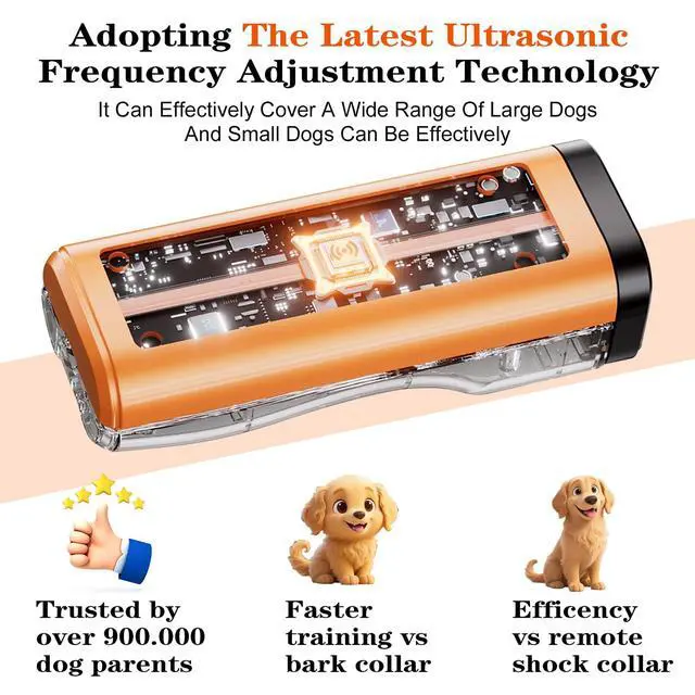 Alt view image 7 of 7 - Dog Bark Deterrent Devices Rechargeable Anti-Barking Device for Dogs 50ft Long Range Ultrasonic Correct Your Dog's Bad Behavior at the Push of aButton Better Than Shock Collars or Dog Training Collars