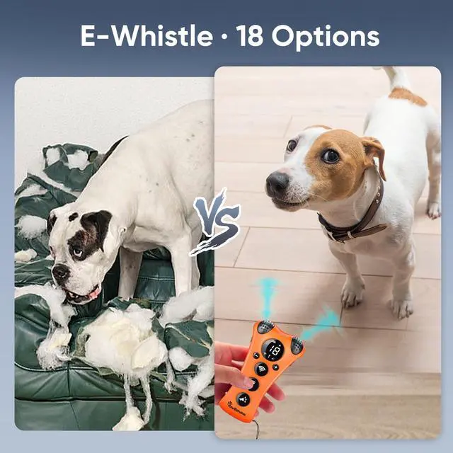 Alt view image 4 of 7 - PawBehave Adjustable Ultrasonic Dog Trainer World's First Variable Frequency Pet Behavior Corrector with 10 Level Ultra Sound, 18 Dog Whistles, Anti-Bark Flashlight, Humane Dog Deterrent (Orange)