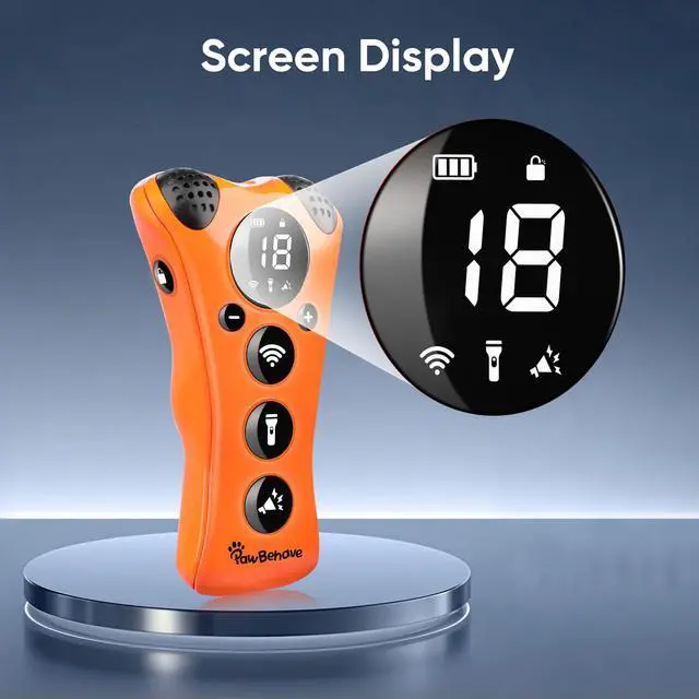Alt view image 6 of 7 - PawBehave Adjustable Ultrasonic Dog Trainer World's First Variable Frequency Pet Behavior Corrector with 10 Level Ultra Sound, 18 Dog Whistles, Anti-Bark Flashlight, Humane Dog Deterrent (Orange)