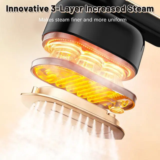 Alt view image 4 of 7 - 2-in-1 Handheld Steamer for Clothes, 110ml Large Tank Portable Travel Garment Steamer with 3 Adjustable Steam Settings, 15s Fast Heat-Up 180° Rotatable Steam Iron for Home Office Dorm