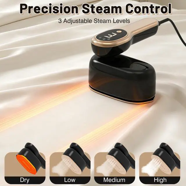 Alt view image 5 of 7 - 2-in-1 Handheld Steamer for Clothes, 110ml Large Tank Portable Travel Garment Steamer with 3 Adjustable Steam Settings, 15s Fast Heat-Up 180° Rotatable Steam Iron for Home Office Dorm