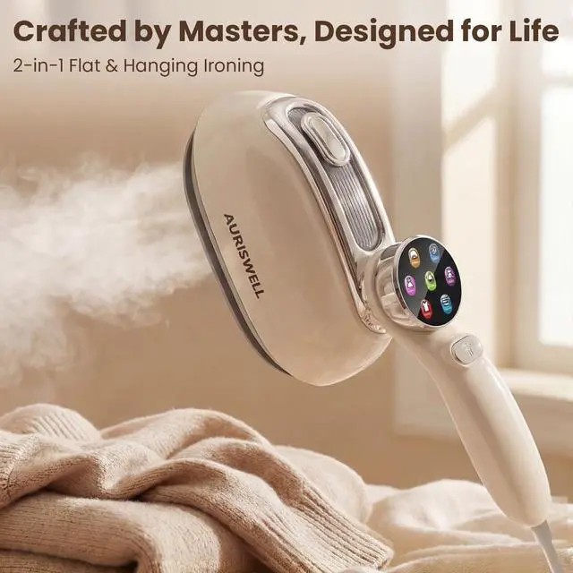 Alt view image 2 of 7 - Handheld Steamer for Clothes, 1200W Portable 2-in-1 Garment Steamer & Travel Iron with 7 Modes, 180° Rotatable Handle, Fast 8s Heat-Up, Visual Panel & Self-Clean, 160ml for Home