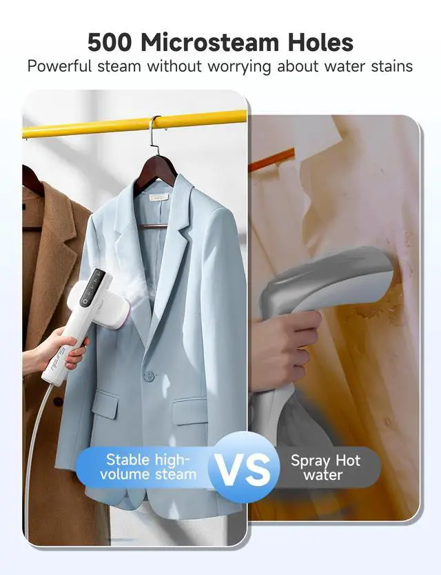 Alt view image 5 of 7 - Sundu 2-in-1 Steamer & Iron for Clothes, Travel Steamer for Clothes, 15s Fast Heat-up 1200W Portable Handheld Garment Steamer,100ml Tank, Ceramic Heat Panel, Quick Wrinkle Removal(Dove White)