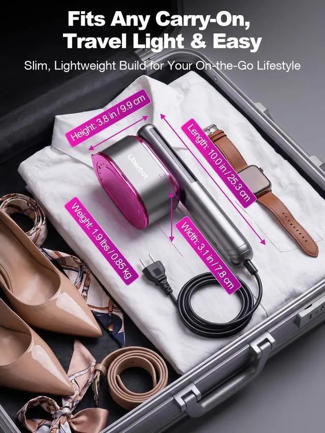 Alt view image 2 of 7 - Travel Steamer for Clothes, 2-in-1 Steam Iron & Garment Steamer | 6 Modes, 90° Rotatable Head, 1200W Fast Heat-Up, Large Ceramic Panel Quick Wrinkle Removal for Home/Travel/Hotel