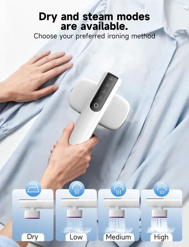 Alt view image 6 of 7 - Sundu 2-in-1 Steamer & Iron for Clothes, Travel Steamer for Clothes, 15s Fast Heat-up 1200W Portable Handheld Garment Steamer,100ml Tank, Ceramic Heat Panel, Quick Wrinkle Removal(Dove White)