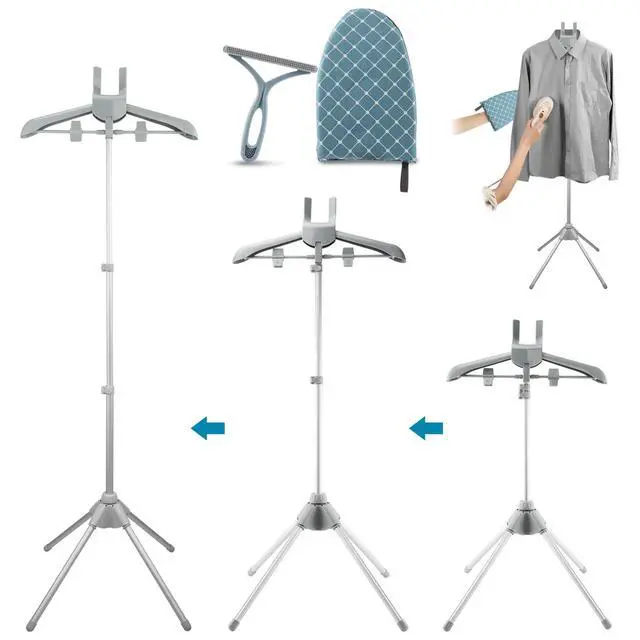 Alt view image 7 of 7 - Steamer Hanger Stand with Adjustable Height, Portable Steamer Rack with Ironing Board&Hair Remover for Steaming Clothes Garment Rack for Home Travel Clothing Stores & Hotels
