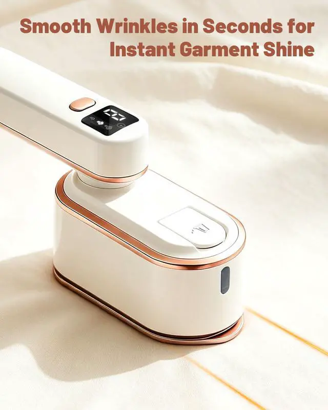 Alt view image 4 of 7 - Travel Steamer for Clothes, 2-in-1 Handheld Garment Steamer Iron, 180° Rotatable Handle, 15s Fast Heat-up, 1200W Dry & Wet Ironing Machine, Ceramic Soleplate, White