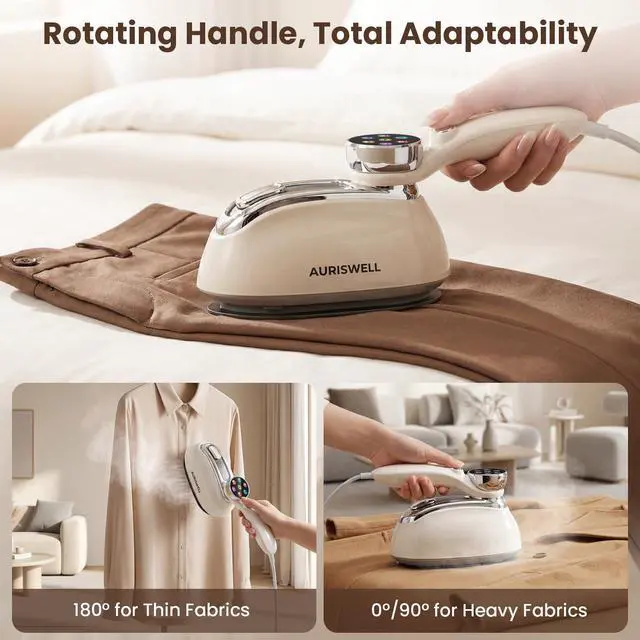 Alt view image 6 of 7 - Handheld Steamer for Clothes, 1200W Portable 2-in-1 Garment Steamer & Travel Iron with 7 Modes, 180° Rotatable Handle, Fast 8s Heat-Up, Visual Panel & Self-Clean, 160ml for Home