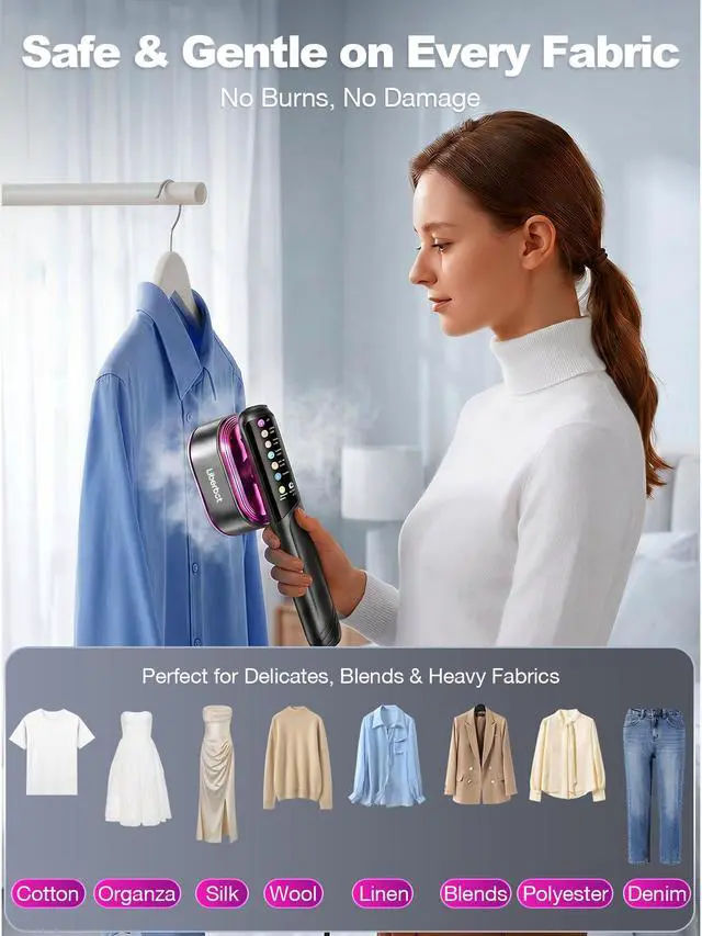 Alt view image 4 of 7 - Travel Steamer for Clothes, 2-in-1 Steam Iron & Garment Steamer | 6 Modes, 90° Rotatable Head, 1200W Fast Heat-Up, Large Ceramic Panel Quick Wrinkle Removal for Home/Travel/Hotel