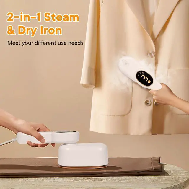 Alt view image 4 of 7 - Smart Travel Steamer for Clothes, 1200W Handheld mini travel Steam All-in-One Portable Steamer Iron with LCD Display, 3 Steam Modes & 5s Fast Heat-up, Garment Steamer for Travel