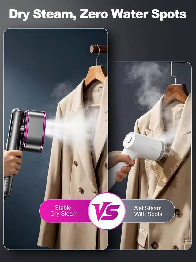 Alt view image 7 of 7 - Travel Steamer for Clothes, 2-in-1 Steam Iron & Garment Steamer | 6 Modes, 90° Rotatable Head, 1200W Fast Heat-Up, Large Ceramic Panel Quick Wrinkle Removal for Home/Travel/Hotel