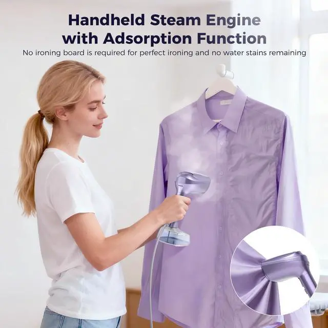 Alt view image 3 of 7 - Vacuum Steamer for Clothes, 3500Pa Suction Handheld Clothes Steamer,Equipped with multiple modes,Portable Travel Steamers for Clothes, Steaming & Ironing 2 in 1,400ml Water Tank (for 110-120V)
