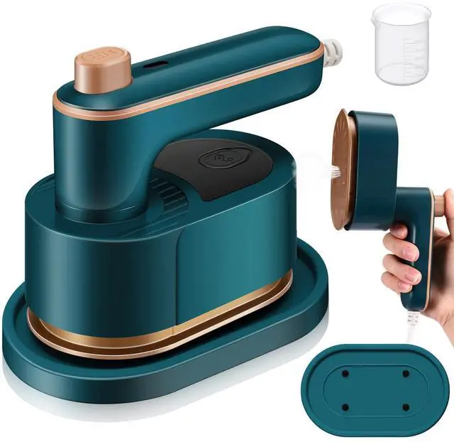 Main image of Portable Travel Mini Iron for Clothes 3 in 1 Travel Steamer 180° Rotating Handheld Iron Portable Small Size Machine for Dry and Wet for College Dorm(Green)
