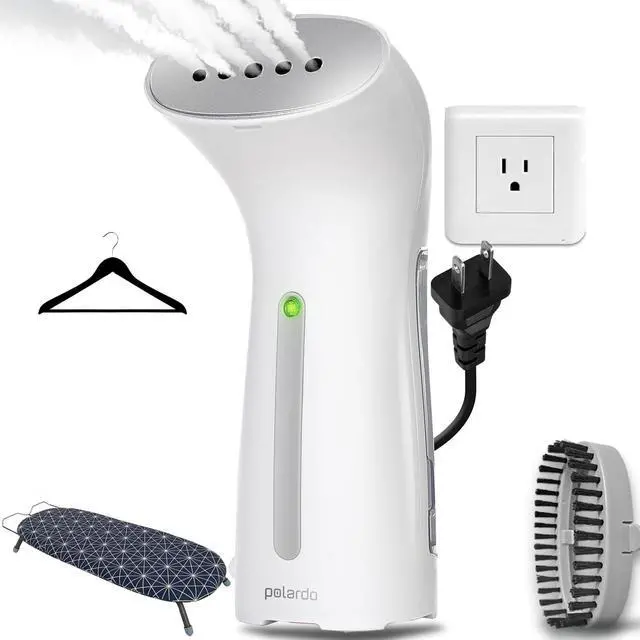Main image of Portable Travel Garment Steamer for Clothes, Metal Steam Head, 25s Heat Up, Pump System, Mini Size, Handheld Steamer for Any Fabrics, No Water Spitting, 120V