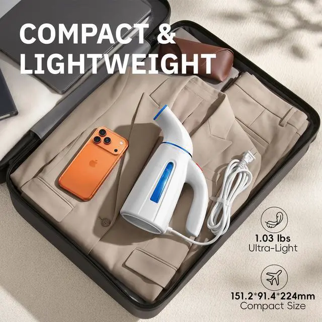 Alt view image 3 of 7 - OGHom Steamer for Clothes, Handheld Clothing Steamer for Garment, 240ml Big Capacity 700W Portable Travel Steam Iron (Only for 120V)