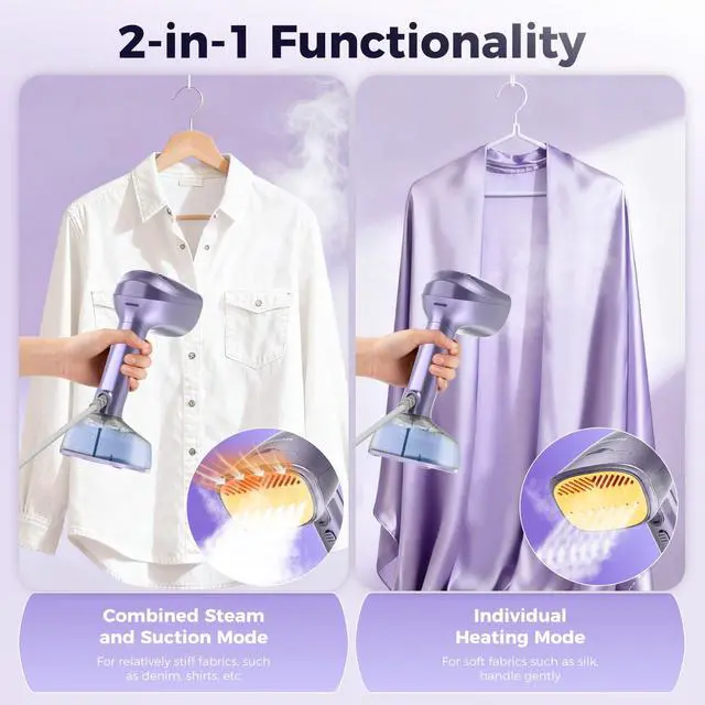 Alt view image 5 of 7 - Vacuum Steamer for Clothes, 3500Pa Suction Handheld Clothes Steamer,Equipped with multiple modes,Portable Travel Steamers for Clothes, Steaming & Ironing 2 in 1,400ml Water Tank (for 110-120V)