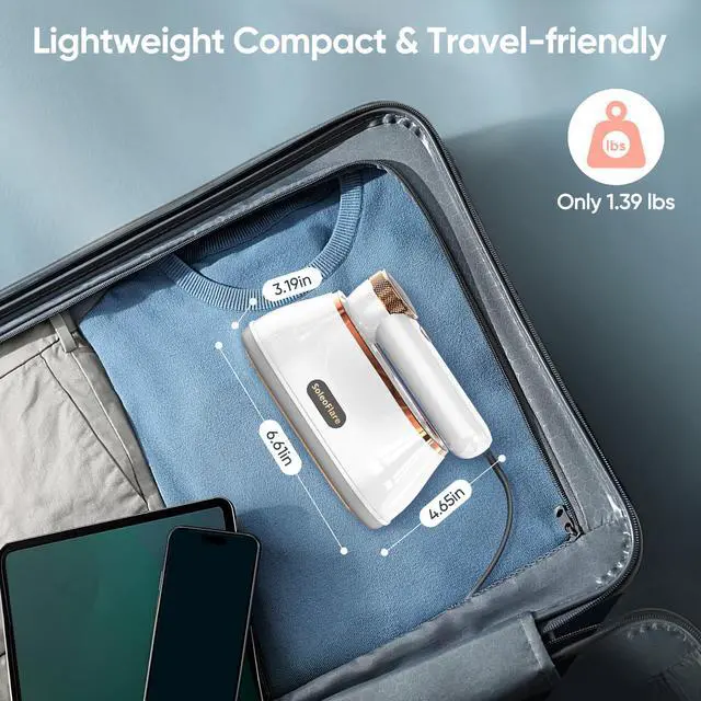 Alt view image 5 of 7 - Steamer for Clothes & Iron 2in1, 1200W Travel Steam Iron, 5 Modes LCD, 180ml for 20 Min Steam, UL 141 Tests Passed, White, 120V