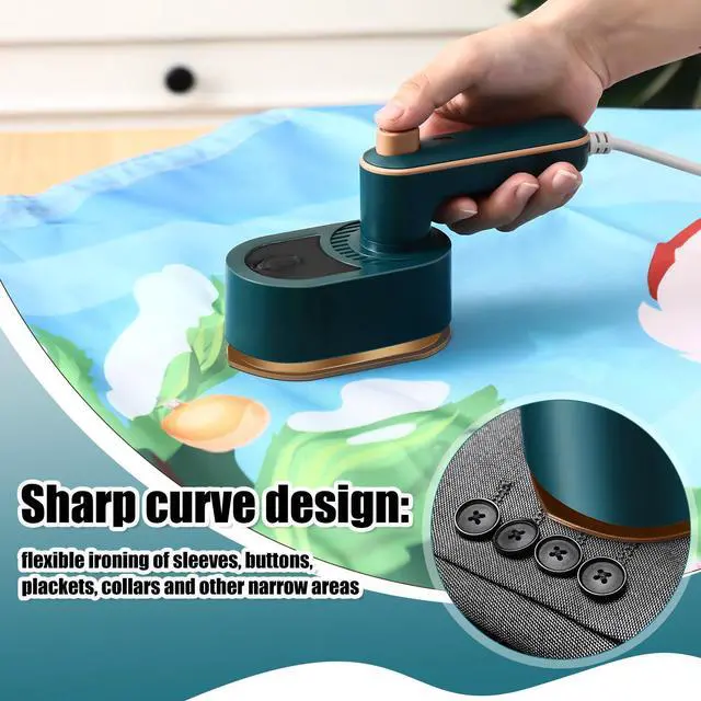 Alt view image 5 of 6 - Portable Travel Mini Iron for Clothes 3 in 1 Travel Steamer 180° Rotating Handheld Iron Portable Small Size Machine for Dry and Wet for College Dorm(Green)
