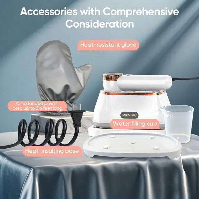 Alt view image 6 of 7 - Steamer for Clothes & Iron 2in1, 1200W Travel Steam Iron, 5 Modes LCD, 180ml for 20 Min Steam, UL 141 Tests Passed, White, 120V