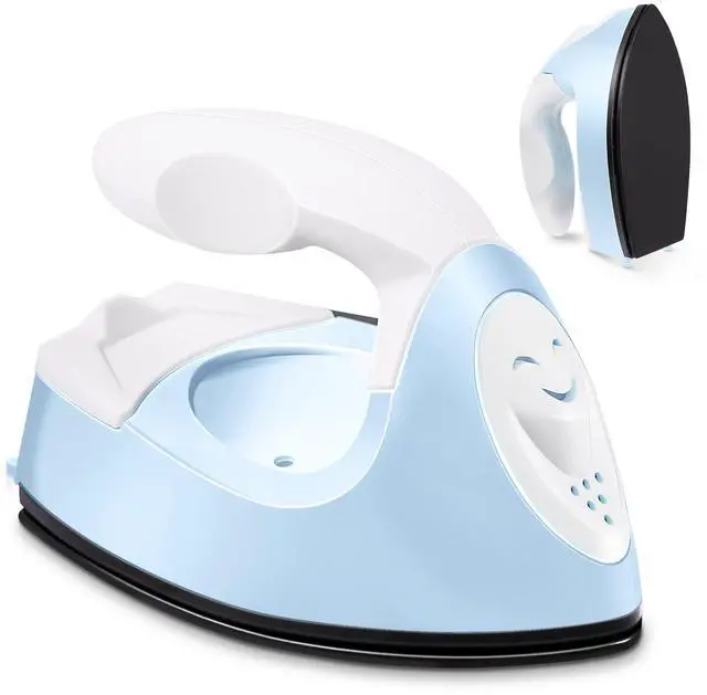 Main image of Honoson Mini Craft Iron Mini Heat Press Small Iron 3.93 x 2.36 x 2.76 in Portable Handy Tiny Flatiron with Charging Base Accessory for Fuse Bead Patch DIY Heat Transfer Vinyl(Light Blue)