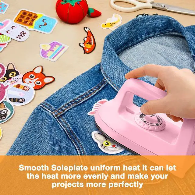 Alt view image 4 of 7 - Mini Iron for Crafts Quilting, Travel Iron Household Iron Easy Iron Supplies Mini Electric Iron, Mini Heat Press Machine Sewing Sachine (Pink)