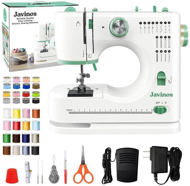Main image of Sewing Machine for Beginners, 16 Stitches, Portable for Home Use | 38Pcs Sewing Kit, Twin Needle, 2 Speed, Tutorial Video, Storage Drawer, Compact Design, DIY & Clothing Repair, Green