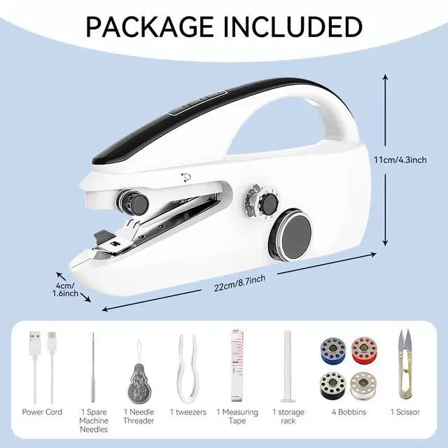Alt view image 2 of 7 - Ninonly Handheld Sewing Machine for Beginners, Portable Mini Sewing Machine with Two Speed Modes for Quick Home Repairs Birthday Christmas Mom Valentine's Day Gifts