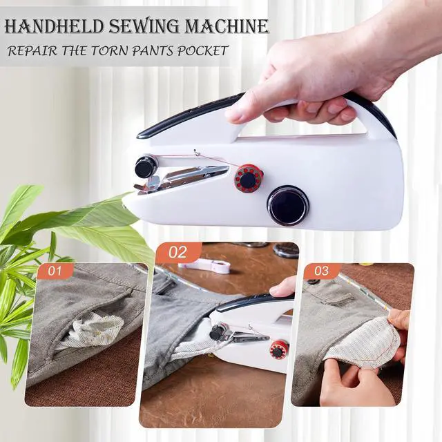 Alt view image 4 of 7 - Handheld Sewing Machine Heavy Duty, with Blue Leather Storage Case and 110-Piece Sewing Kit, Mini Portable, Ideal for Adults & Beginners, Complete Set of Quick Home Clothing Repair Tools, Good Gift