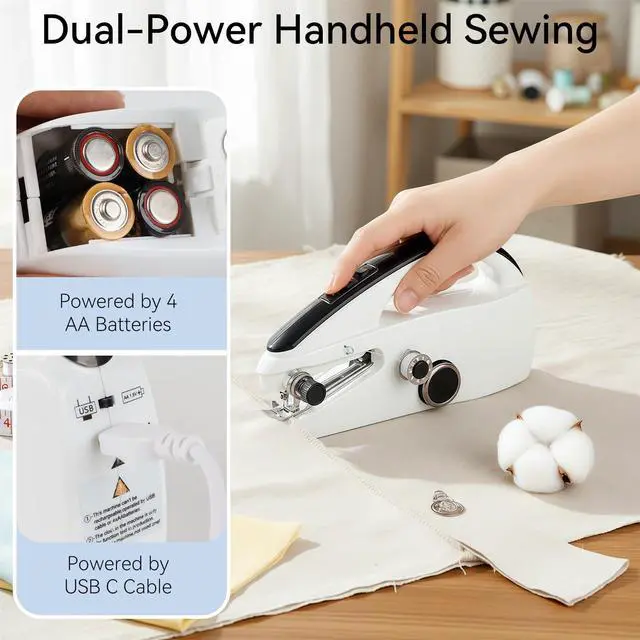 Alt view image 3 of 7 - Ninonly Handheld Sewing Machine for Beginners, Portable Mini Sewing Machine with Two Speed Modes for Quick Home Repairs Birthday Christmas Mom Valentine's Day Gifts