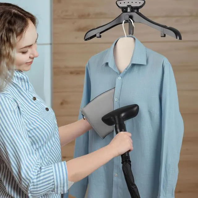 Alt view image 4 of 6 - Foldable Steam Board with Ironing Glove and Storage Bag 36" x 16" Foldable Steam Board 360° Rotating Hook for High Pressure Clothes Steaming Standing Steamer for Home and Travel Use