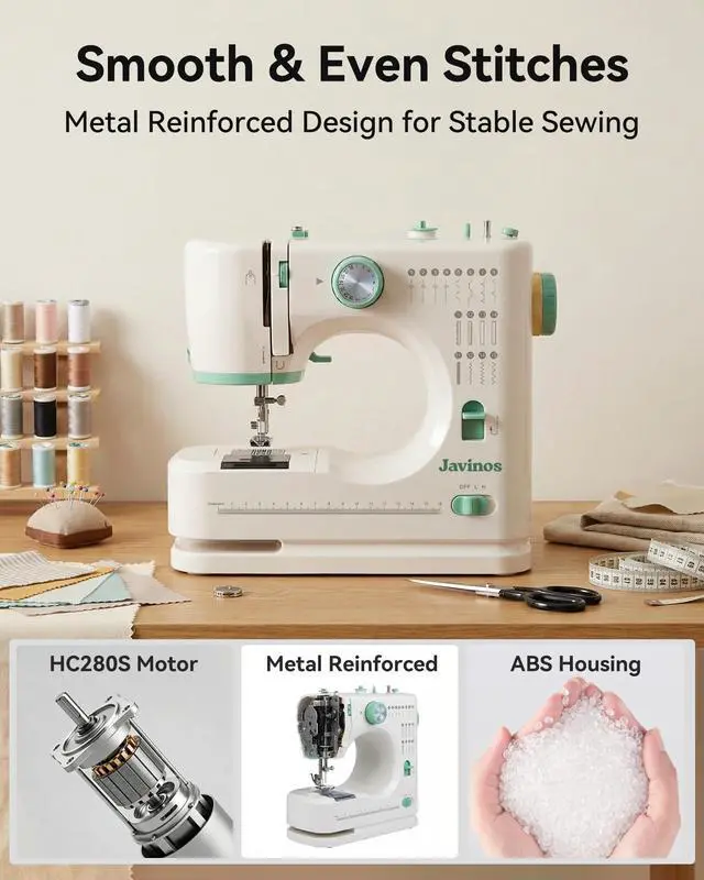 Alt view image 6 of 7 - Sewing Machine for Beginners, 16 Stitches, Portable for Home Use | 38Pcs Sewing Kit, Twin Needle, 2 Speed, Tutorial Video, Storage Drawer, Compact Design, DIY & Clothing Repair, Green