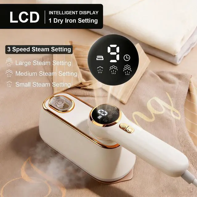 Alt view image 2 of 7 - Travel Steamer for Clothes Portable, 1200W Handheld mini travel Steam Iron 4 Mode with LCD Displa Powerful Wrinkle Remover, Garment Steamer for Home, Dorm, Travel 120V