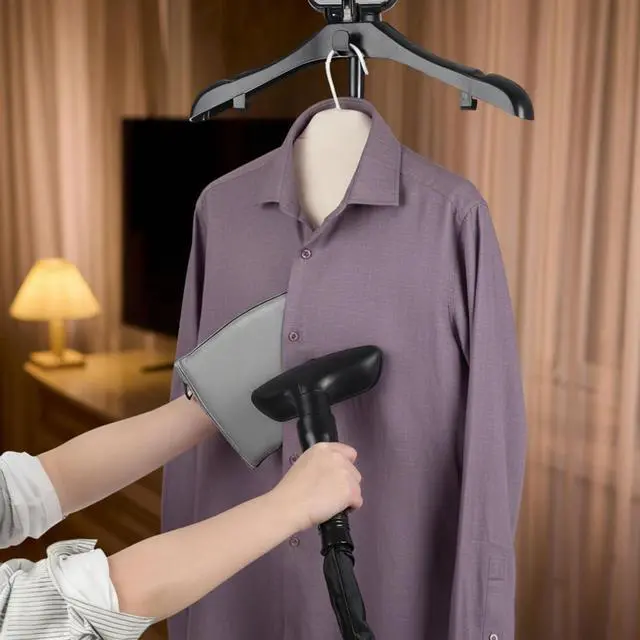 Alt view image 6 of 6 - Foldable Steam Board with Ironing Glove and Storage Bag 36" x 16" Foldable Steam Board 360° Rotating Hook for High Pressure Clothes Steaming Standing Steamer for Home and Travel Use