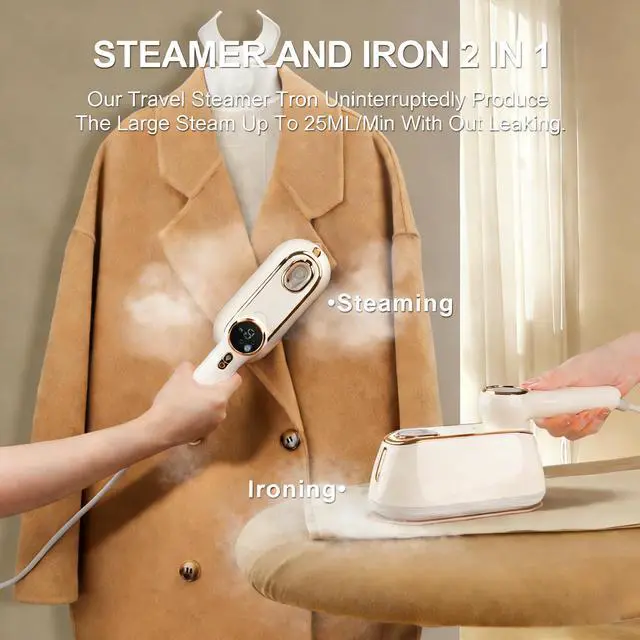 Alt view image 3 of 7 - Travel Steamer for Clothes Portable, 1200W Handheld mini travel Steam Iron 4 Mode with LCD Displa Powerful Wrinkle Remover, Garment Steamer for Home, Dorm, Travel 120V