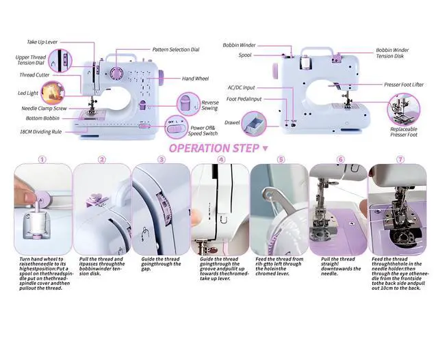 Alt view image 3 of 6 - Sewing Machine for beginners with 12 Built-in Stitches mini sewing with Accessory Kit, small sewing machine machine 2 Speed with Foot Pedal