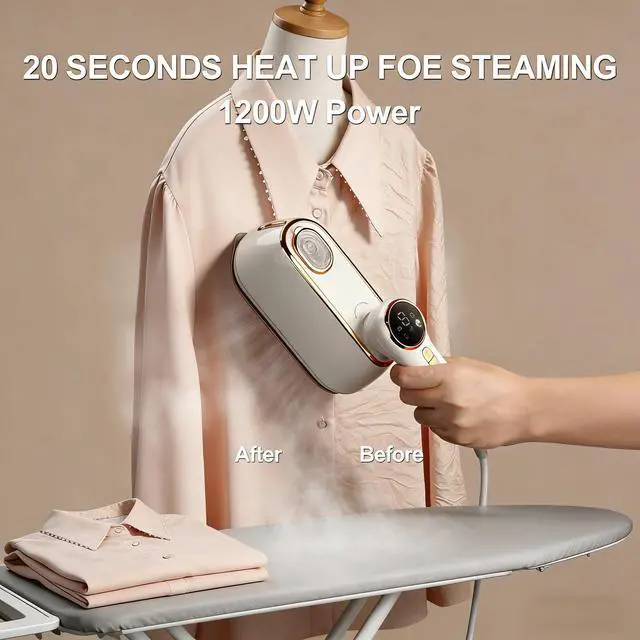 Alt view image 4 of 7 - Travel Steamer for Clothes Portable, 1200W Handheld mini travel Steam Iron 4 Mode with LCD Displa Powerful Wrinkle Remover, Garment Steamer for Home, Dorm, Travel 120V