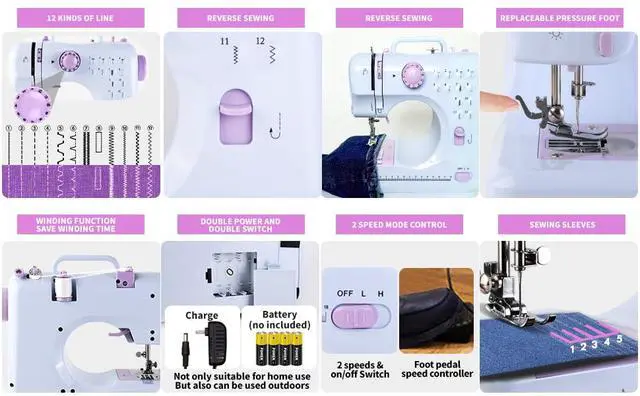Alt view image 4 of 6 - Sewing Machine for beginners with 12 Built-in Stitches mini sewing with Accessory Kit, small sewing machine machine 2 Speed with Foot Pedal