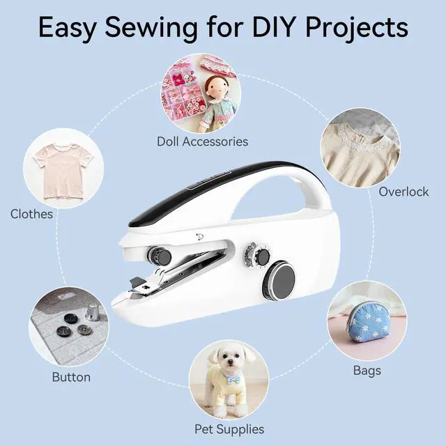 Alt view image 7 of 7 - Ninonly Handheld Sewing Machine for Beginners, Portable Mini Sewing Machine with Two Speed Modes for Quick Home Repairs Birthday Christmas Mom Valentine's Day Gifts
