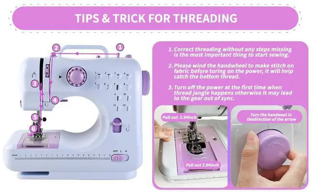 Alt view image 6 of 6 - Sewing Machine for beginners with 12 Built-in Stitches mini sewing with Accessory Kit, small sewing machine machine 2 Speed with Foot Pedal